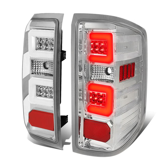 14-19 Chevy Silverado & GMC Sierra C-Bar LED Tail Lights Chrome/Clear