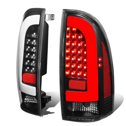2005-2015 Toyota Tacoma L-Bar Style 3D LED Tail Lights - Black/Clear
