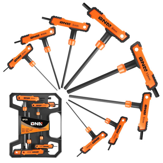 Two-Color T-Type Hex Key Set with Flat Head 2-10mm Orange 8PCS