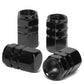 Hex Style Valve Caps with Mid Cut Outs - Black
