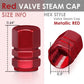 Hex Style Valve Caps with Mid Cut Outs - Red