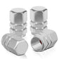 Hex Style Valve Caps with Mid Cut Outs - Silver