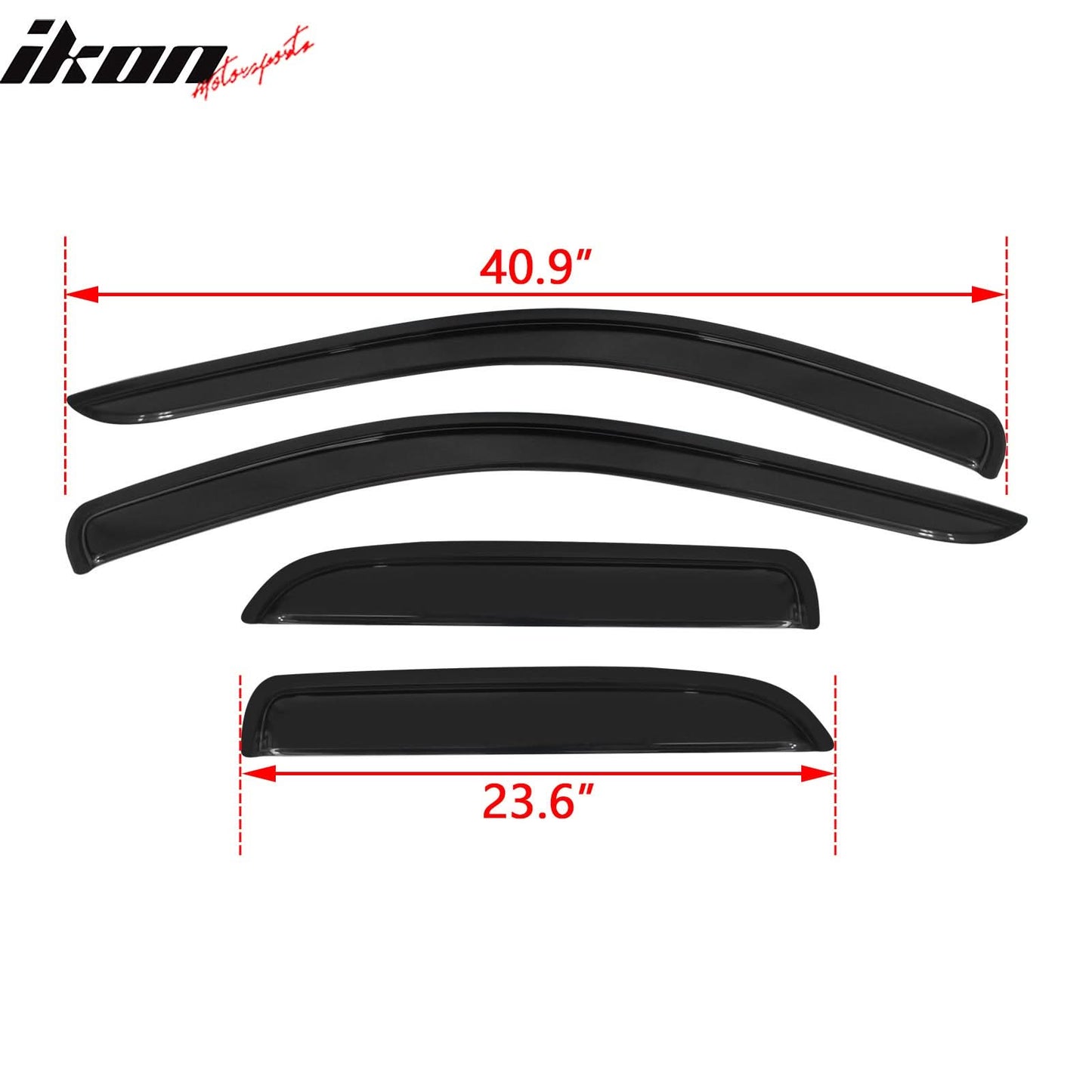 2002-2009 Dodge Ram Visor Windows Acrylic Slim Style Smoke Tinted 4PC