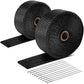 Type-2 Style Exhaust Heat Wrap - 2" x 30' Black with Zip Ties