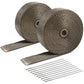 Type-2 Style Exhaust Heat Wrap Titanium 2" x 50' with Zip Ties