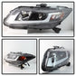 Spyder Honda Civic 2012-2014 Projector Headlights - Light Bar DRL Black PRO-YD-HC12-DRL-BK 5076519