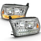 ANZO 2009-2018 Dodge Ram 1500 Led Projector Plank Style Switchback H.L Halo Chrome Amber (OE Style) 111465