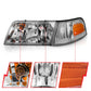 ANZO 1998-2005 Ford Crown Victoria Crystal Headlight Chrome With Bumper Light (OE) 121556