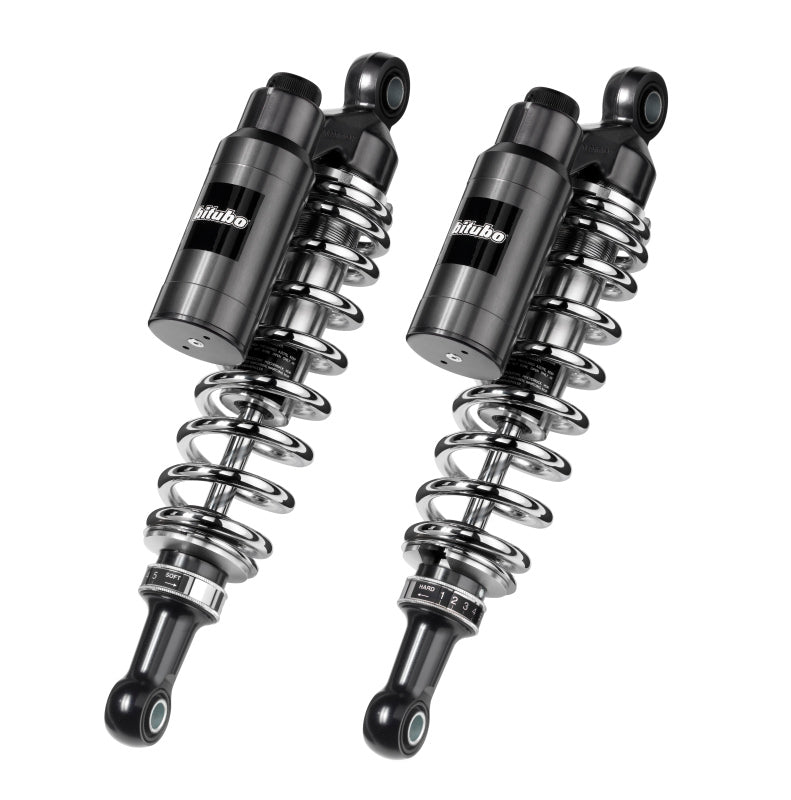 Bitubo Suspension Bitubo WMT0 Twinshocks Adj.: Spring Preload, Reb., Comp., Length 335mm, Piggyback Tank, Chr Edition HD029WMT03