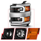 Anzo 2015-2016 Chevrolet Silverado Projector Headlights w/ Plank Style Desi