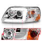 ANZO 1997-2003 Ford F-150 Projector Headlights w/ Light Bar Chrome Housing 111504