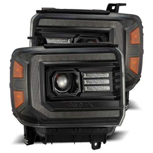 AlphaRex 14-18 GMC Sierra PRO-Series Proj Headlights Plank Alpha Blk w/Activ Light/Seq Signal/DRL 880612 *Discontinued