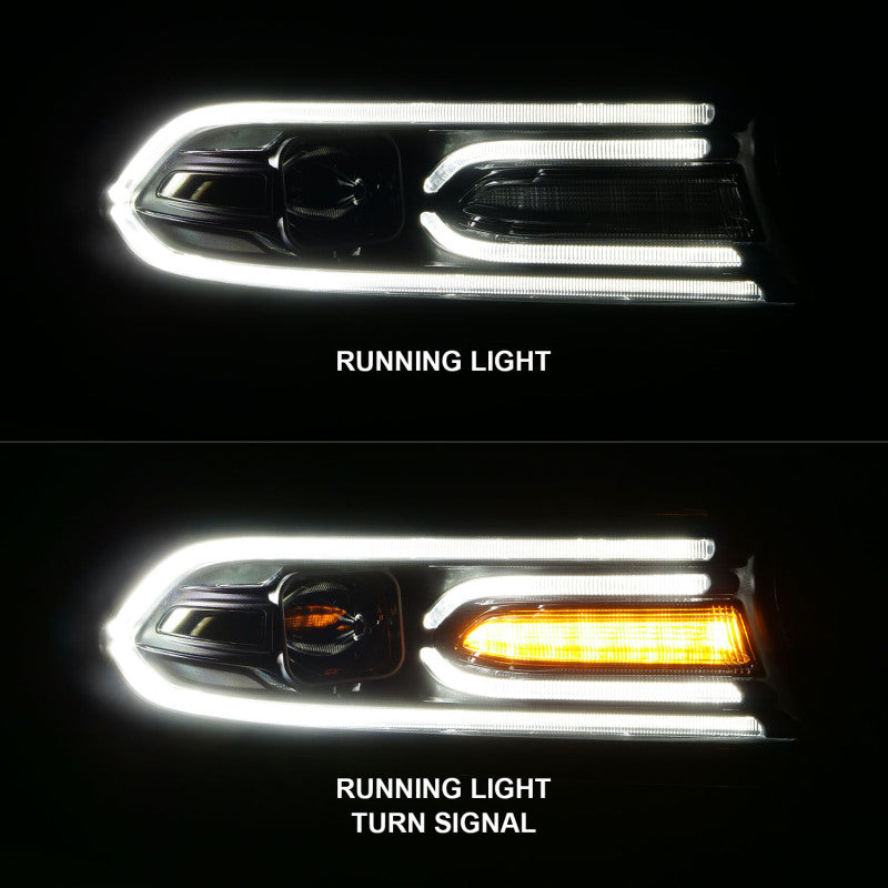 ANZO 2015-2018 Dodge Charger Projector Headlights Plank Style Black 121559