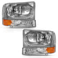 ANZO 2000-2004 Ford Excursion Crystal Headlight w/ Corner Light Chrome Amber (w/o Bulb) 111458
