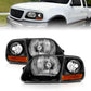ANZO 1997-2003 Ford F150 Crystal Headlight Black w/ Parking Light 111460