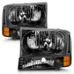 Anzo 2000-2004 Ford Excursion Crystal Headlights Black