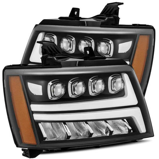 AlphaRex 07-13 Chevy AvalancheáNOVA LED Proj Headlights Plank Style Matte Black w/Activ Light/DRL 880288 *Discontinued