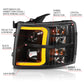 ANZO 07-13 Chevrolet Silverado 1500 Plank Style Projector Headlights Black w/ Amber 111410