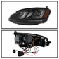 Spyder Volkswagen Golf VII 14-16 Projector Headlights DRL LED Blk Stripe Blk PRO-YD-VG15-BLK-DRL-BK 5080578