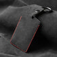 Alcantara Key Card Holder for Model 3/Y | Italian Material | Hook & Keychain | White Stitching