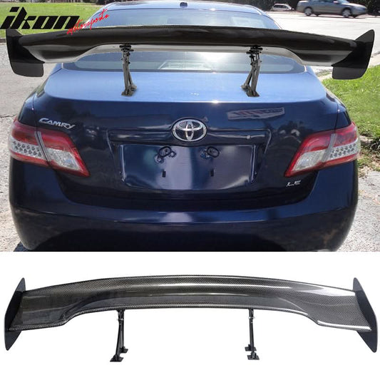 Universal 57" JDM Racing GT RS Carbon Fiber Trunk Spoiler W/ Brackets