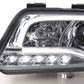 Audi A6 (C5 4B) Chrome LED Headlights with Daytime Running Lights (1997-2001) - With R87 approval