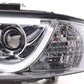 Audi A6 (C5 4B) Chrome LED Headlights with Daytime Running Lights (1997-2001) - With R87 approval