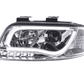 Audi A6 (C5 4B) Chrome LED Headlights with Daytime Running Lights (2001-2004) - With R87 approval