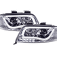 Audi A6 (C5 4B) Chrome LED Headlights with Daytime Running Lights (2001-2004) - With R87 approval