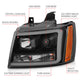 ANZO 07-14 Chevy Tahoe Projector Headlights w/ Plank Style Design Black w/ Amber 111402