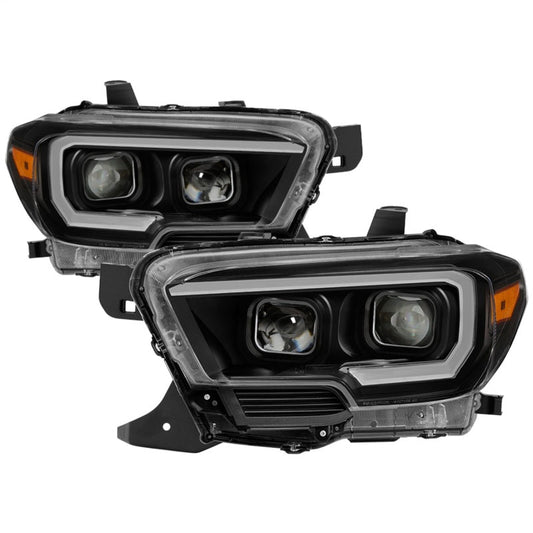 SPYDER xTune 16-18 Toyota Tacoma SR/SR5 DRL Proj Headlights w/Turn Signal - Blk (PRO-JH-TTA16-SR-BK) 9042997