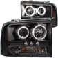 Anzo 2005-2007 Ford Excursion Projector Headlights w/ Halo Black w/ LED Str