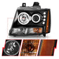 Anzo 2007-2013 Chevrolet Avalanche Projector Headlights w/ Halo Black(CCFL)
