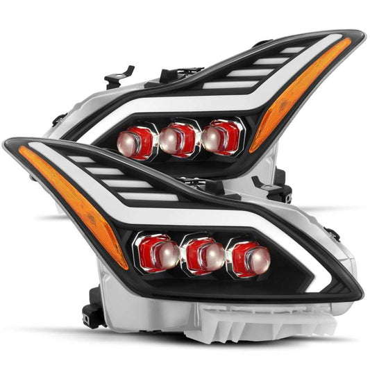 AlphaRex 08-13 Infiniti G37 NOVA LED Proj Headlight Plnk Styl Matte Blk w/Red LED/Activ Light/DRL 881992 *Discontinued