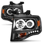 Anzo 2007-2014 Ford Expedition Projector Headlights w/ Halo Black