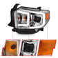 ANZO 14-17 Toyota Tundra Plank Style Projector Headlights Chrome w/ Amber 111415
