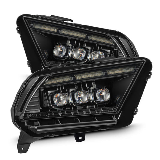 AlphaRex 13-14 Ford Mustang NOVA LED Proj Headlights Alpha-Blk w/Actv Light & Seq.Sig / SB DRL 880488 *Discontinued