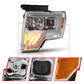 ANZO 2009-2014 Ford F-150 Projector Headlight Chrome Amber 111446