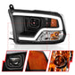 Anzo Dodge Ram 09-18 Projector Plank Style Headlight w/Halo Black Clear