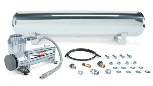 Air Lift 4 Gal. Polished Tank w/ Viair 444c Chrome Compressor (Incl. Fittings & Mounting Hardware) 27802