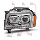 ANZO 05-07 Jeep Grand Cherokee Projector Headlights - w/ Light Bar Switchback Chrome Housing 111544