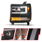 ANZO 16-18 Chevy Silverado1500 (Factory HID Models) LED Proj Light Bar Style Headlights Black - Pair 111624A