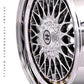 17x8.5 In Platinum Chrome Hayame Performance Wheel Rims Gold Accent