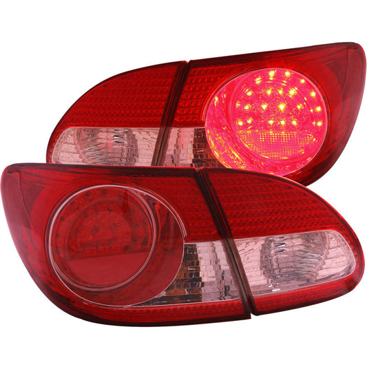 Anzo 2003-2008 Toyota Corolla LED Tail lights Red Clear 4pc