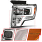 ANZO 2009-2014 Ford F-150 Projector Headlight Plank Style Chrome Amber 111444