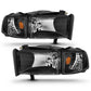 Anzo Black Crystal Headlights 1994-2001 Dodge Ram 1500