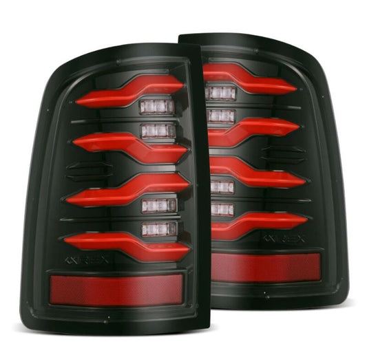 AlphaRex 09-18 Dodge RAM LUXX-Series LED Taillights Black Red w/Actv Light & SS 640002 *Discontinued