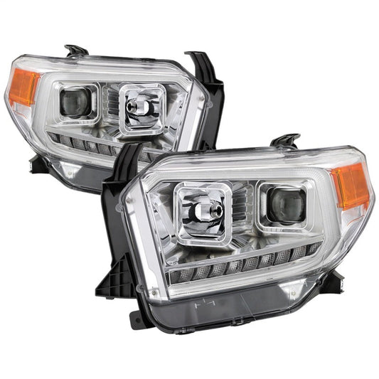 SPYDER xTune 14-17 Toyota Tundra DRL LED Light Bar Projector Headlights - Chrome (PRO-JH-TTU14-LB-C) 9043048