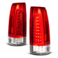 ANZO 88-99 Chevy C/K1500/2500/3500 Full LED Light Tube Taillights Chrome Housing Red/Clear Lens 311484