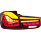 BMW 3-Series 6th Gen F30 F35 F80 GTS Style -Red or Smoked- OLED Dynamic Tail Lights (2012-2019)